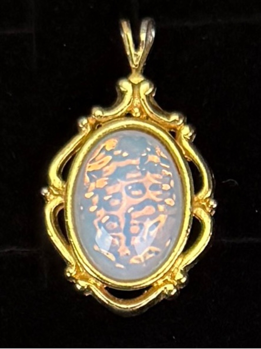 Vintage Goldtone and faux Opal Pendant